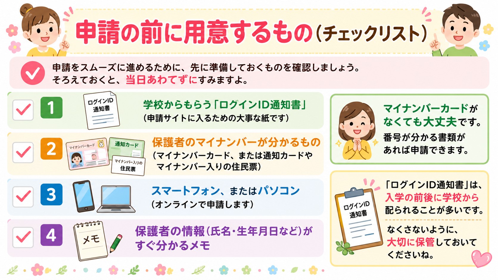 申請の前に用意するもの(チェックリスト)の図解