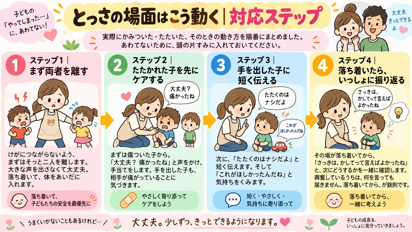 とっさの場面はこう動く｜対応ステップの図解