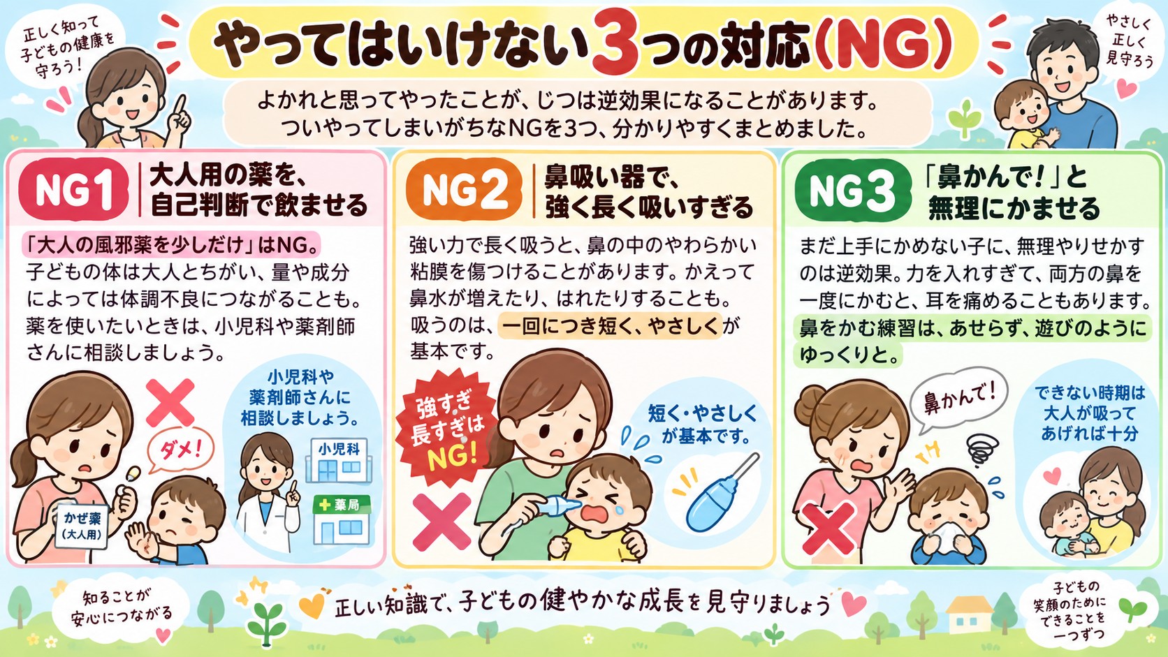 やってはいけない3つの対応(NG)の図解