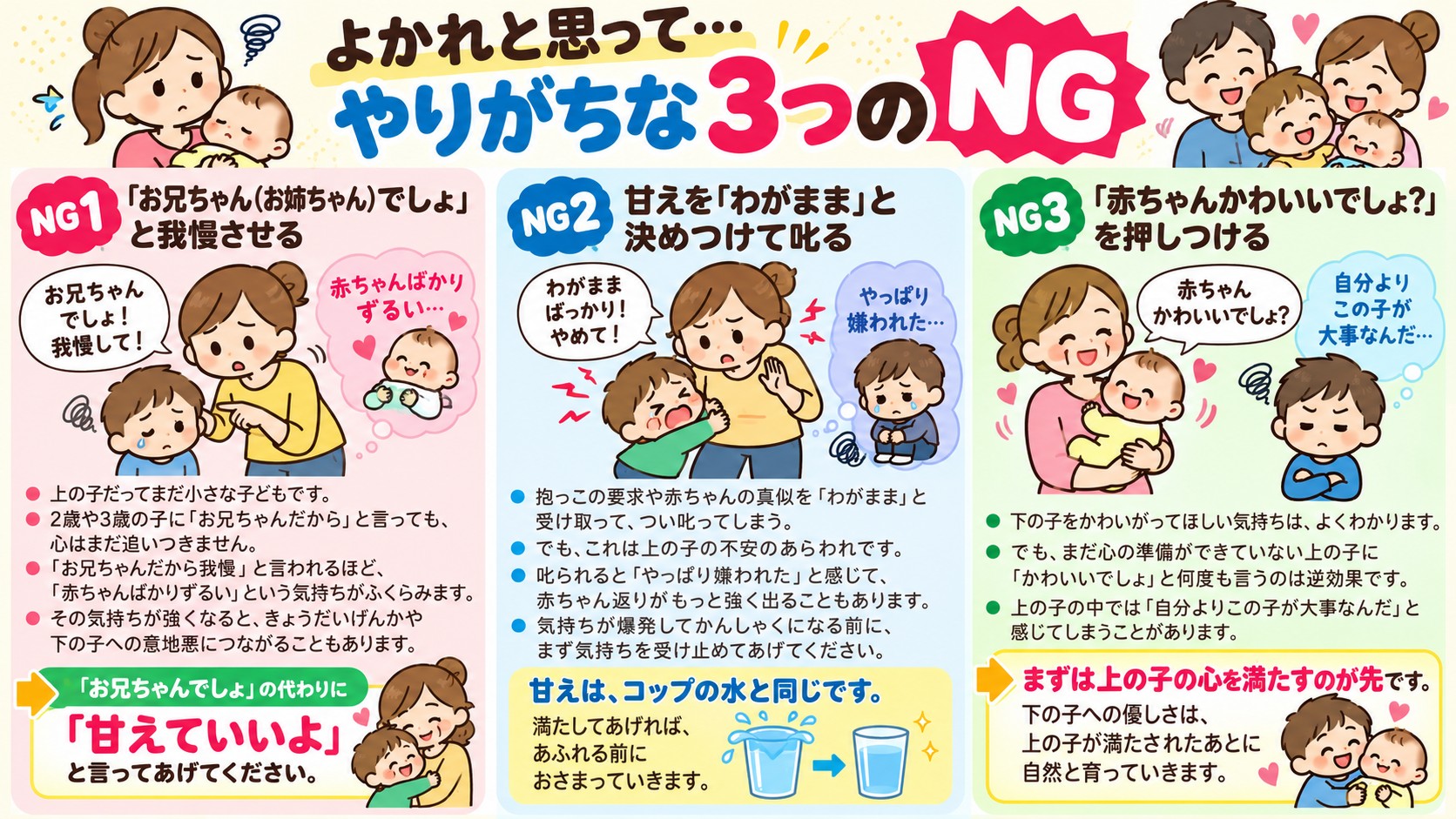 よかれと思って…やりがちな3つのNGの図解