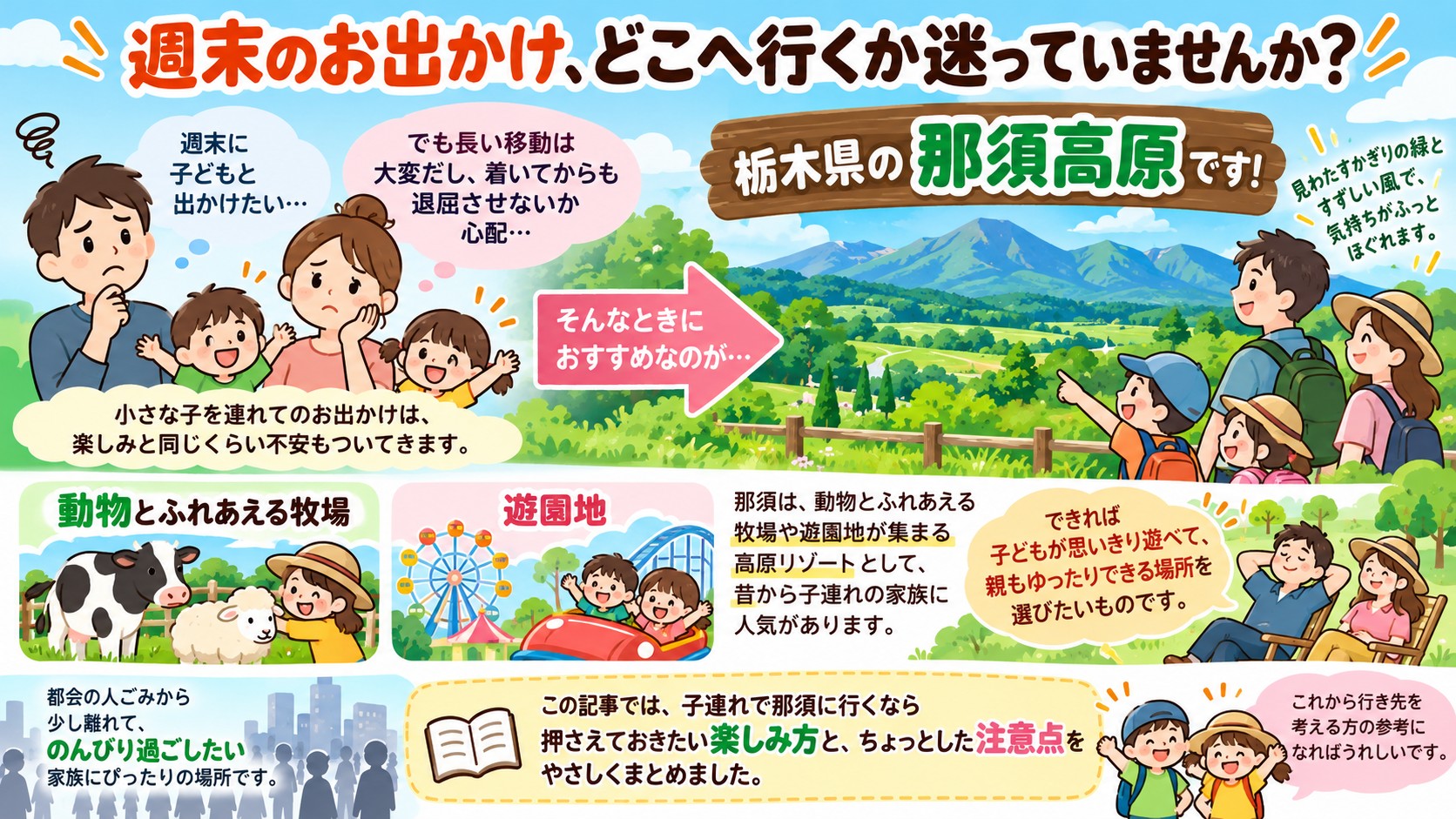 週末のお出かけ、どこへ行くか迷っていませんかの図解