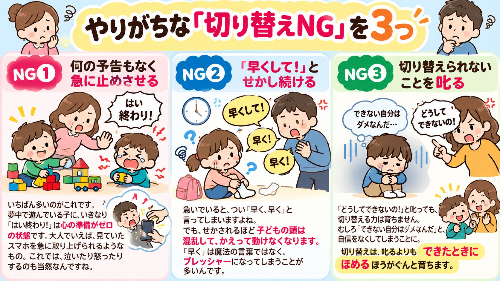 やりがちな「切り替えNG」を3つの図解