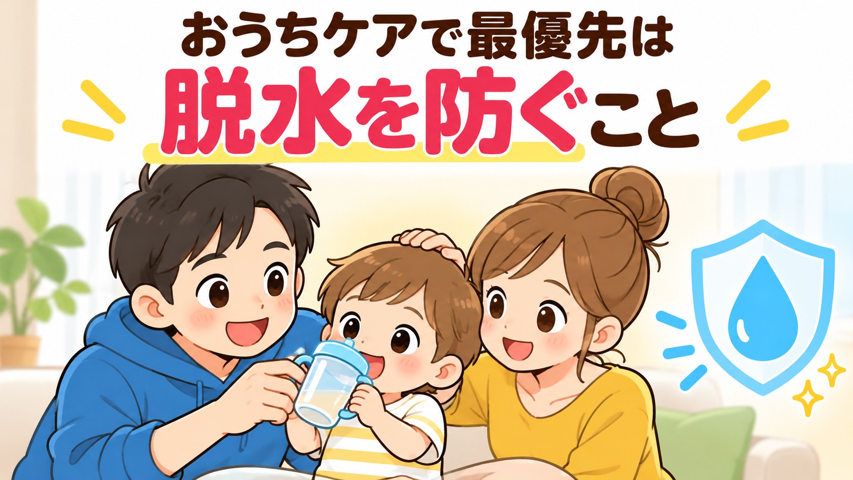 おうちケアで最優先は「脱水を防ぐこと」の図解