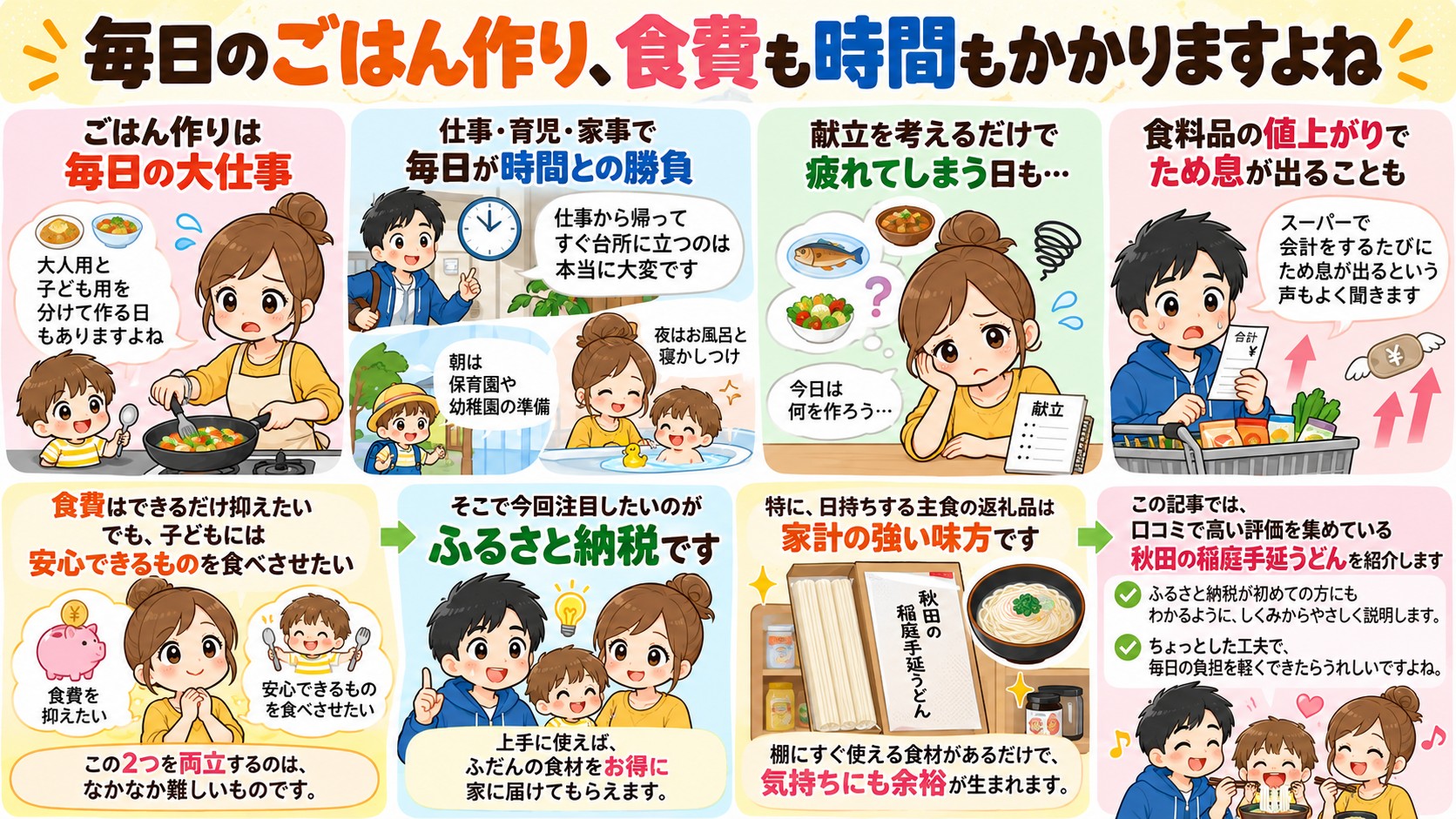 毎日のごはん作り、食費も時間もかかりますよねの図解